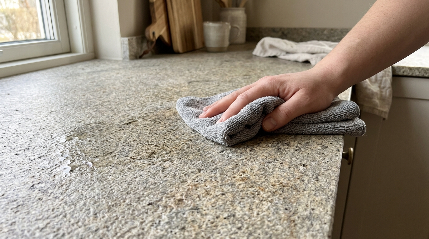 apprenez à nettoyer efficacement du granit brut en éliminant les taches sans lisser ni abîmer la surface naturelle de la pierre.